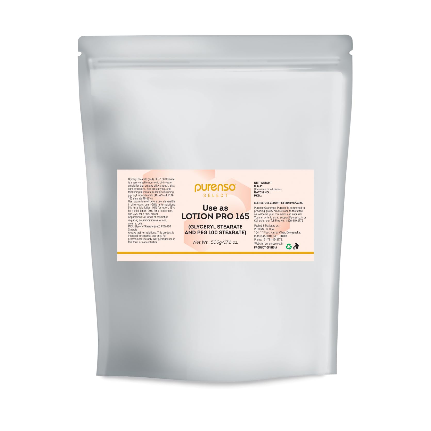 Select - Glyceryl Stearate and PEG 100 Stearate (Lotion Pro 165), 500g I Emulsifying Wax, Bulk for Cosmetics and Personal Care Products-image-28