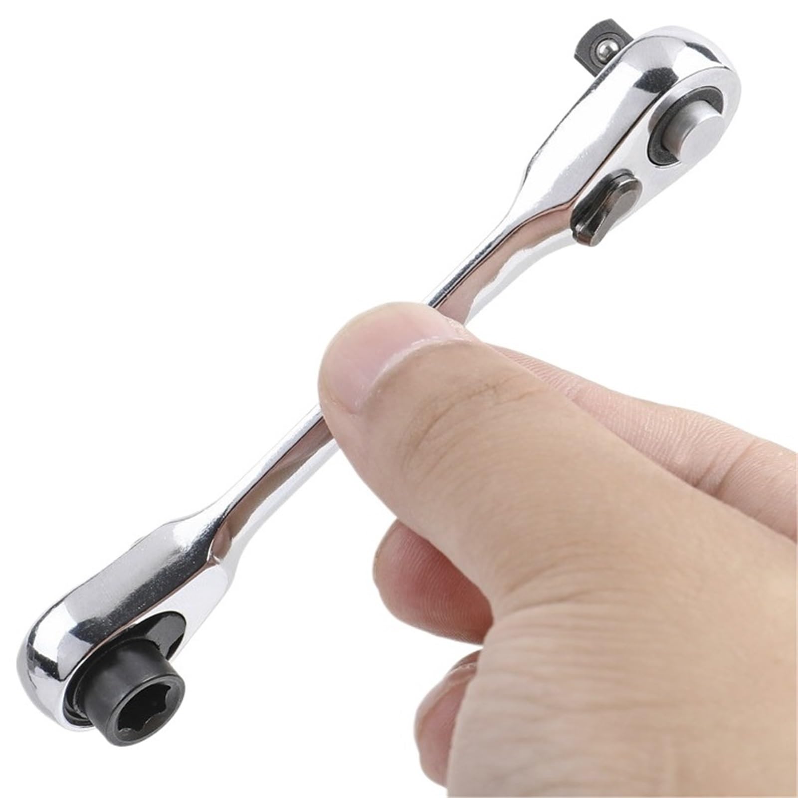 ZGUOUZANTYE Ratcheting Wrench Set, 72 Teeth Socket Mini Wrench 1/4 Inch Double Ended Quick Release Ratchet Hexagon Spanner Rod Screwdriver Bit Tool(1pc 2 in 1)