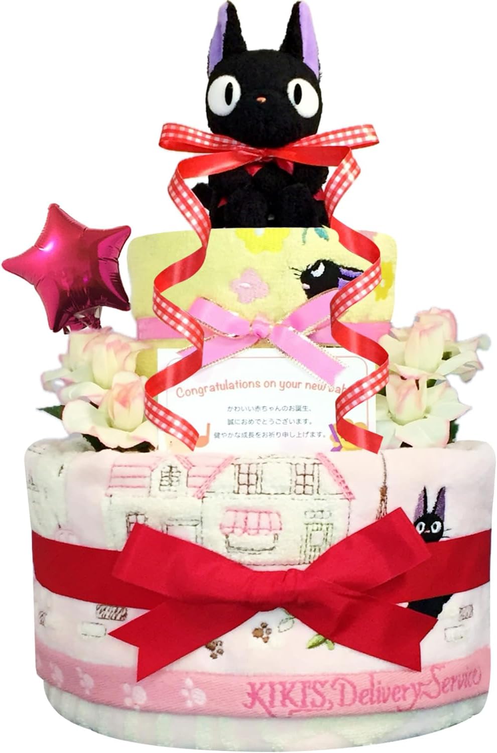 KanonBabys おむつケーキ 女の子 出産祝い 赤ちゃん 誕生日 ベビーシャワー ギフト 2段 Mサイズ jij2011