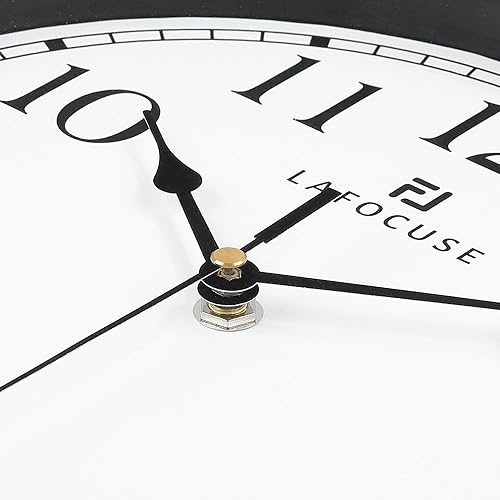 Miniatura 6 de Lafocuse Reloj de pared blanco silencioso de 12 pulgadas, funciona con pilas, para cocina, dormitorio, reloj de pared de granja para decoración de