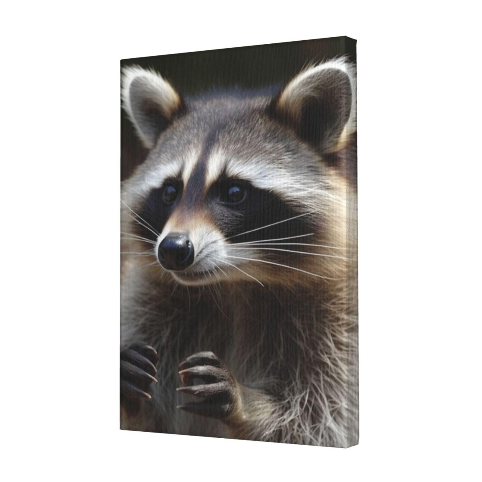 KLOPH raccoon Canvas Wall Art for Living Room 12"x18" Modern Artwork Painting for Bathroom Hanging Canvas Prints Aesthetic Wallart for Bedroom Kitchen Office Wall Decor