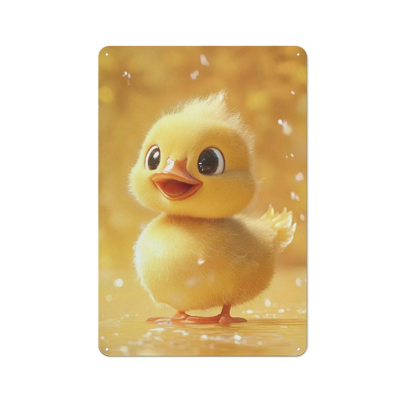 Junmoney Cute Yellow Duckling Metal Sign 30X20cm With For Workshop Wall, Rustic Decor, For Collectors Decorating Workshops And Hobby Rooms