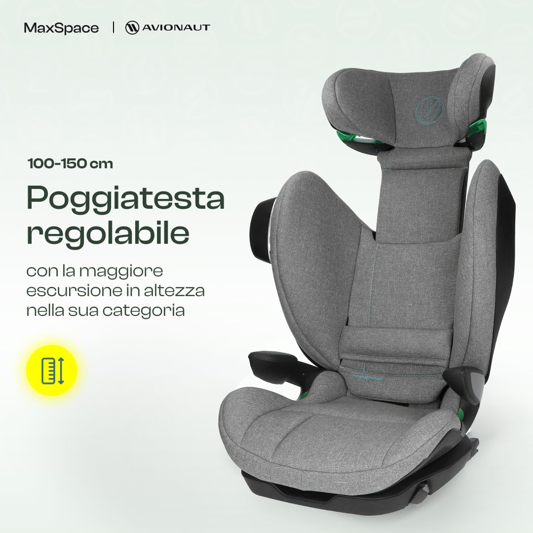 Seggiolino Auto ISOFIX Gruppo 2/3 100–150 cm Avionaut MaxSpace Smart Comfort System+ – seggiolino bambino reclinabile ergonomico con schienale regolabile, sicurezza e comfort per lunghi viaggi auto