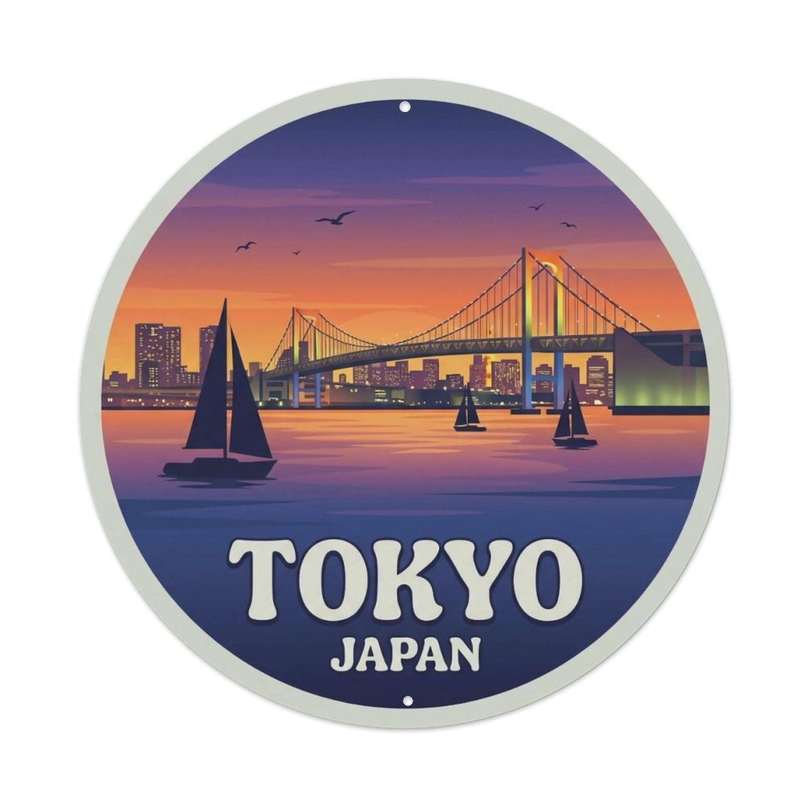Vintage Travel Tokyo Japan Harmony Vintage Metal Tin Sign Plaque Wall Decor for Cafe, Club Bar, Office, Garden Metal Poster 8x8Inch
