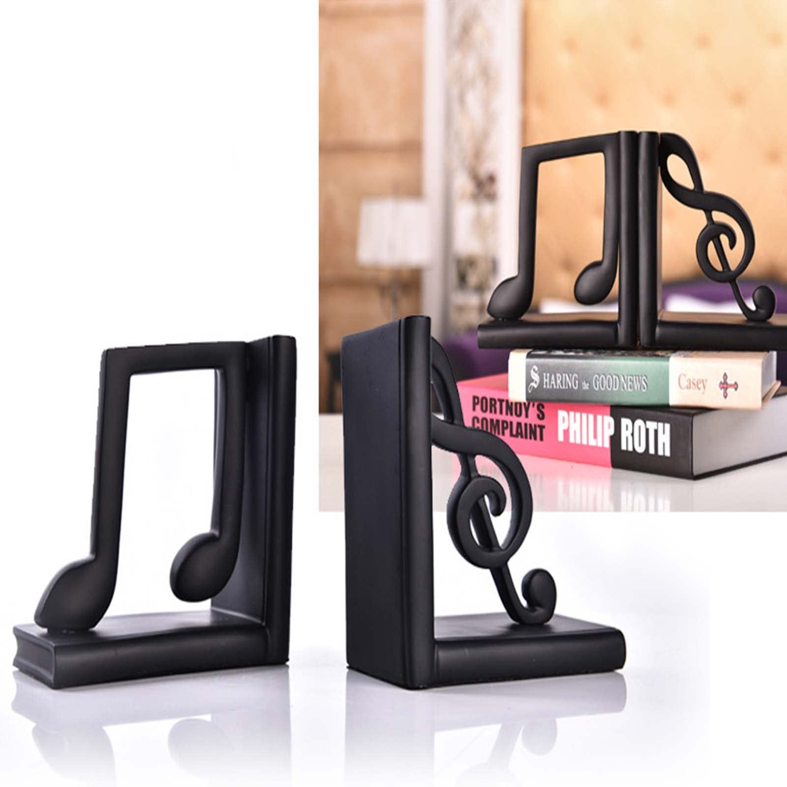 Fermalibri a forma di nota musicale, 2 pezzi, in resina, decorativi, per gli amanti della musica, perfetti per la casa e l'ufficio