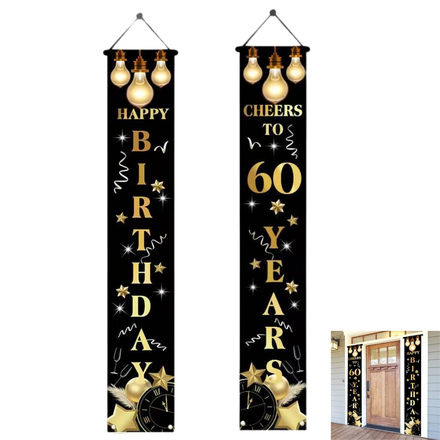 60. Geburtstag Deko für Mann und Frau Happy Birthday Banner,