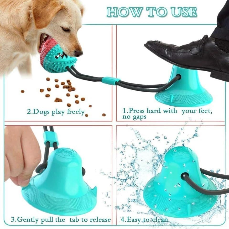 Dog Chew Toy for Aggressive Chewers, Suction Cup Interactive Tug Toy for Dogs, Durable TPR Teeth Cleaning Toy, Puppy Dental Care Toy for Training, Anxiety Relief & Boredom