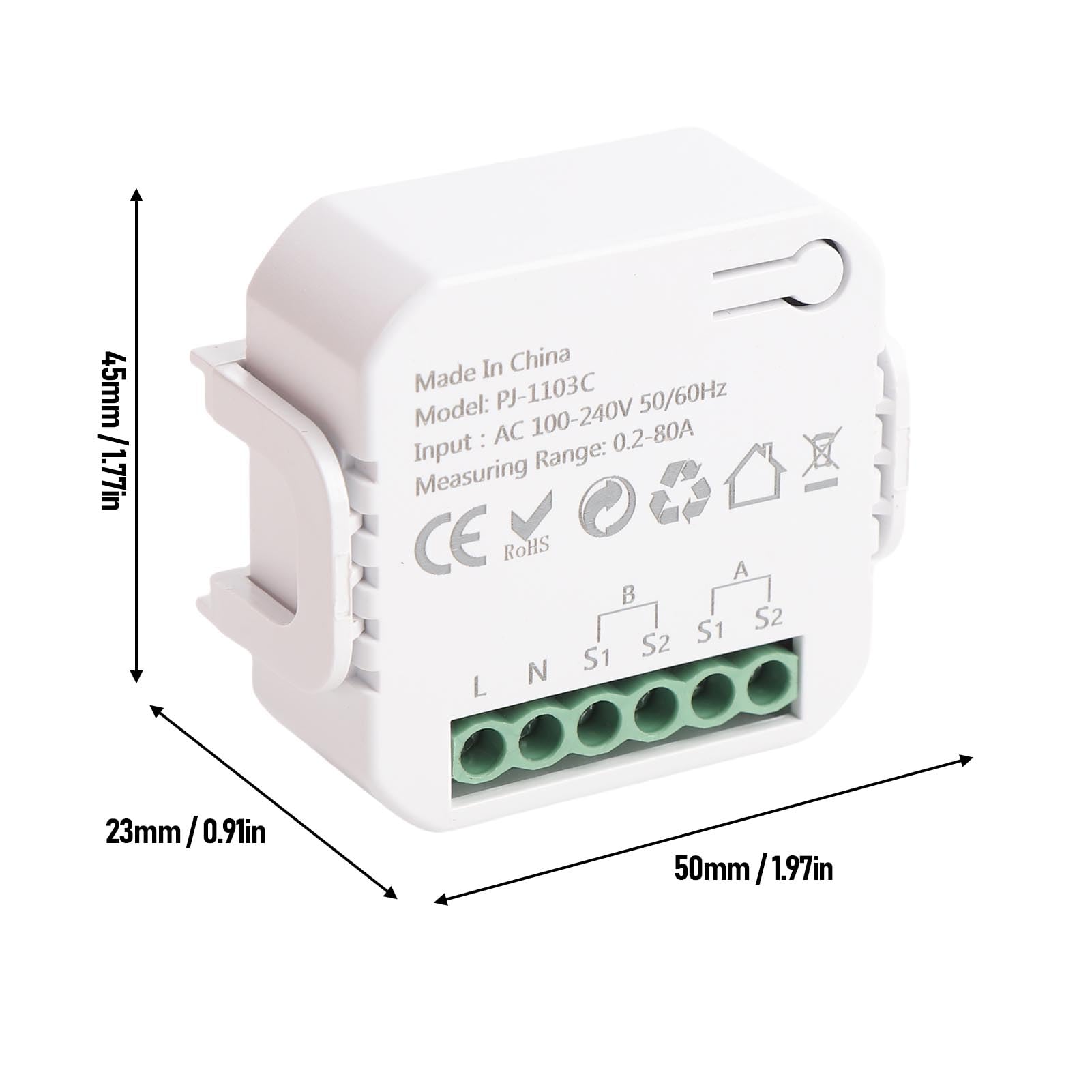 Contatore Elettrico Intelligente, WiFi Monitor con 2 Pinze da