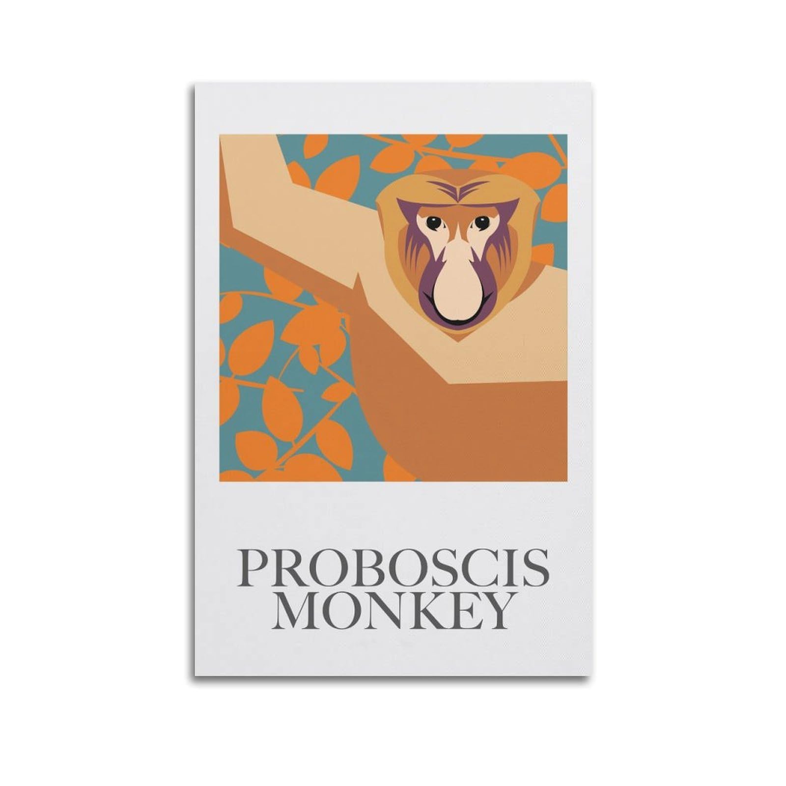 Xkuga Boys Unframe-Style Indonesian Wildlife Poster Nature Vintage Proboscis Monkey Modern Decorative Canvas Prints - Ideal Wall Art For Family, Man Cave, Game Room, & Girls Bedroom 24X36inch(60X90cm)