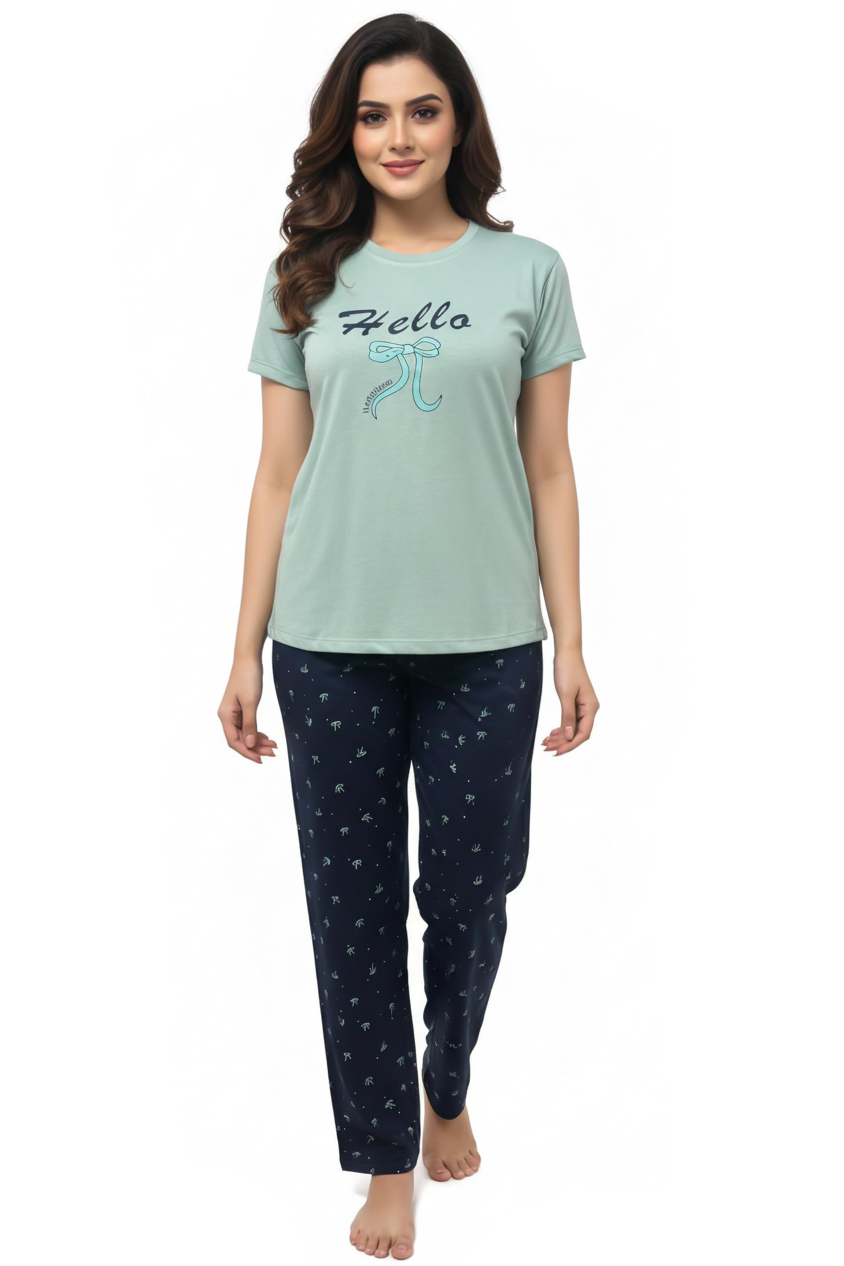 beebelle Night Suit for Women's Printed Cotton Night Dress of Shirt and Pajama-picture-19