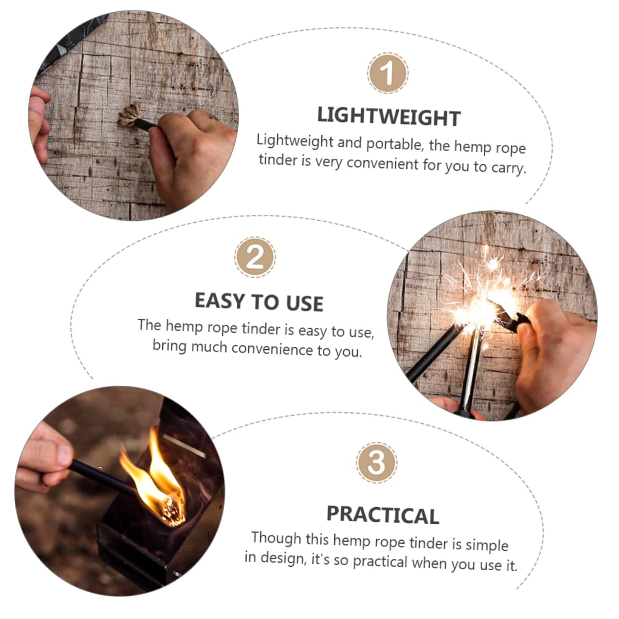 Anneome Practical Outdoor Fire Starter Camping Gadget Lightweight Rope Wick for Camping Accessories