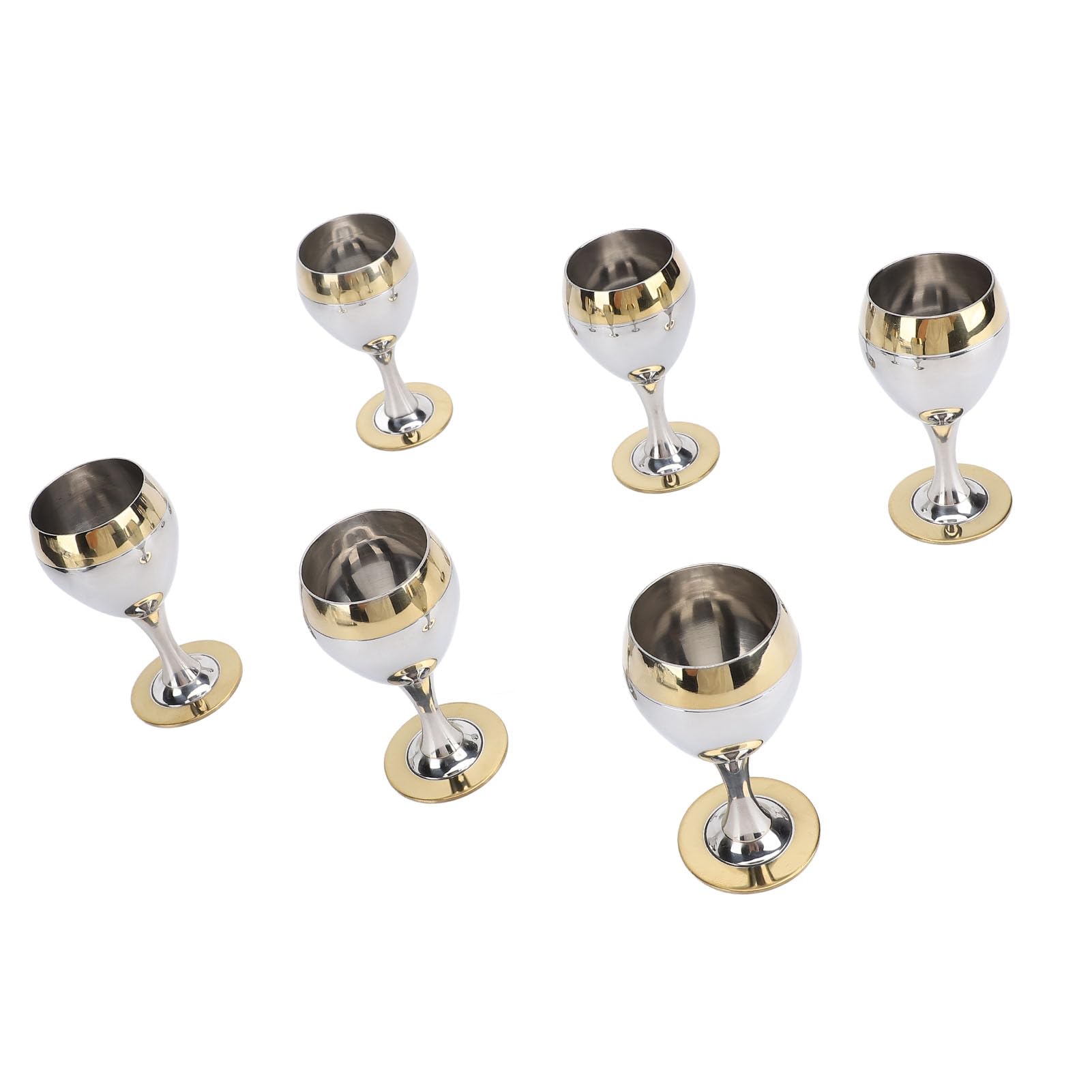 Juego de Copas de Vino de Metal, 6 Piezas, Elegantes Copas Irrompibles para Reuniones Al Aire Libre, Elegante Acero Inoxidable, Capacidad de 60 Ml