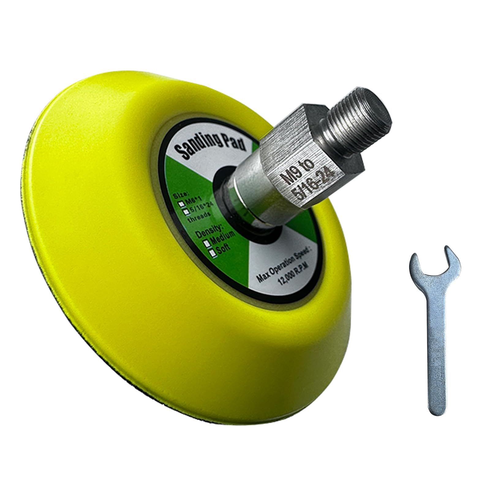 Almohadilla de respaldo de 3 pulgadas con gancho y bucle (velcro) para lijar/pulir, adaptador de rosca hexagonal M9 de giro 5/16-24, para pulidor/lijadora Milwaukee M12 con rosca de husillo M9