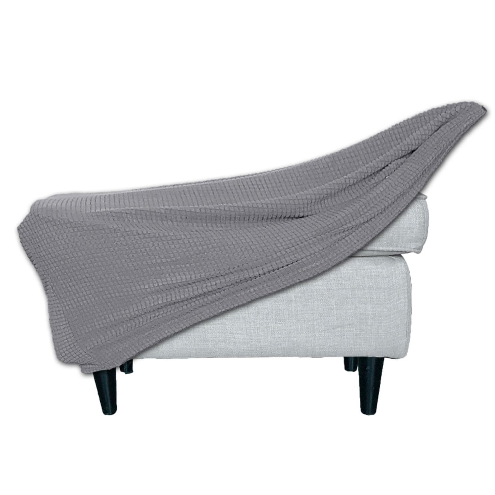BBDIYCD Rectangle Footstool Cover, Stretch Ottoman Cover Washable, Removable Large Stretch Pouffe Cover Non Slip Foot Stool Jacquard Slipcovers With Elastic Bottom,Grey,XL — image 1