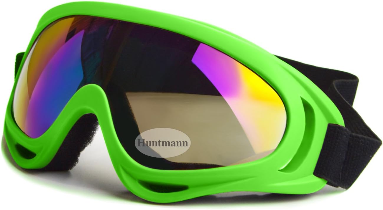 BMX Bike Goggles, Protective Eyewear Goggles with Adjustable Strap and Cool Lens for Hunting Riding BMX Cycling Motorcycling Climbing Skiing and Shooting Green