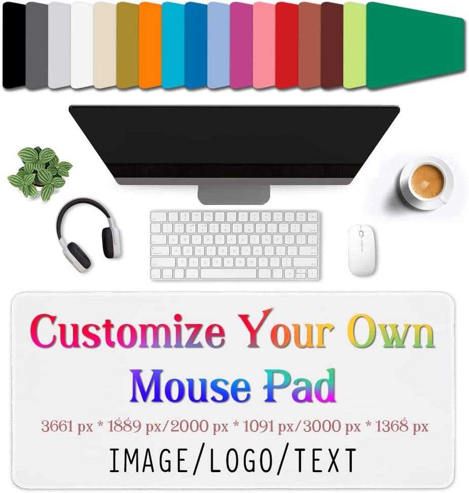 Custom Desk Pad - Stitched Edge Large Extended Mouse Mat, Image Text Logo Non-Slip for Desktop, Personalized for Keyboard and Mouse, Protector for Office & Home