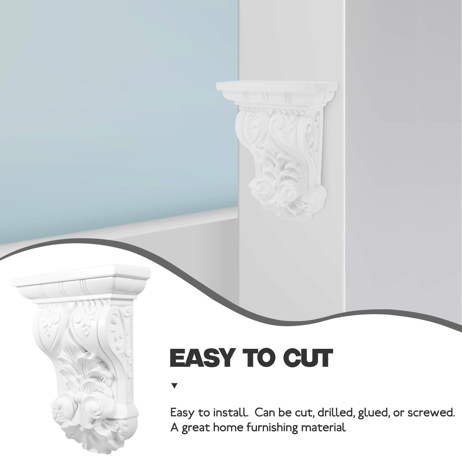 LABRIMP Ménsula Decorativa Europea de ABS Autoadhesiva Soporte para Columnas Romanas 1 Pieza Resistente
