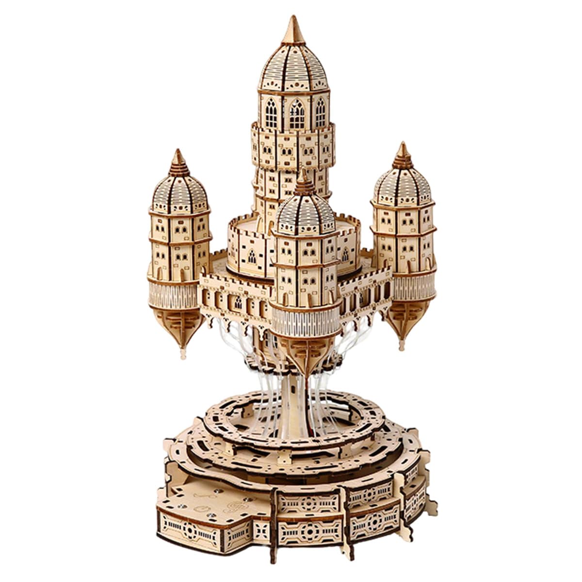 3D Holzpuzzle Schloss Im Himmel Ohne Kleber Für Erwachsene, Holz Bausatz Mit LED-Leuchten, Kreatives Pädagogisches & Gehirnrätsel Heimdekoration Geburtstagsgeschenk (521 Teile)