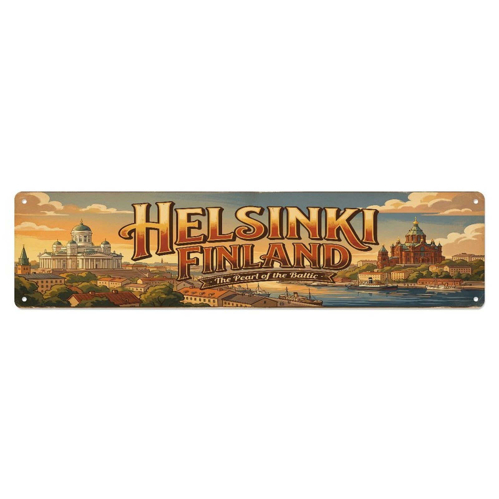 Tgrcjimh Style Metal Tin Sign Finland Helsinki Vintage Travel