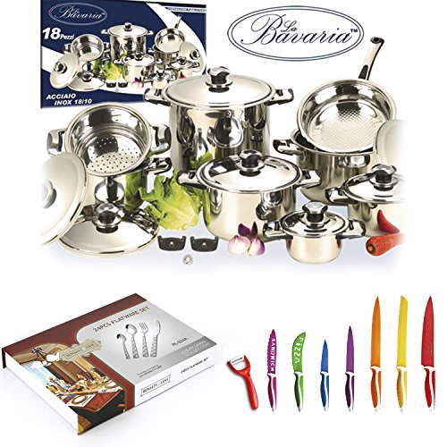 1067 Batteria di Pentole Bavaria/Royalty Line Posate e Coltelli 50 Pz