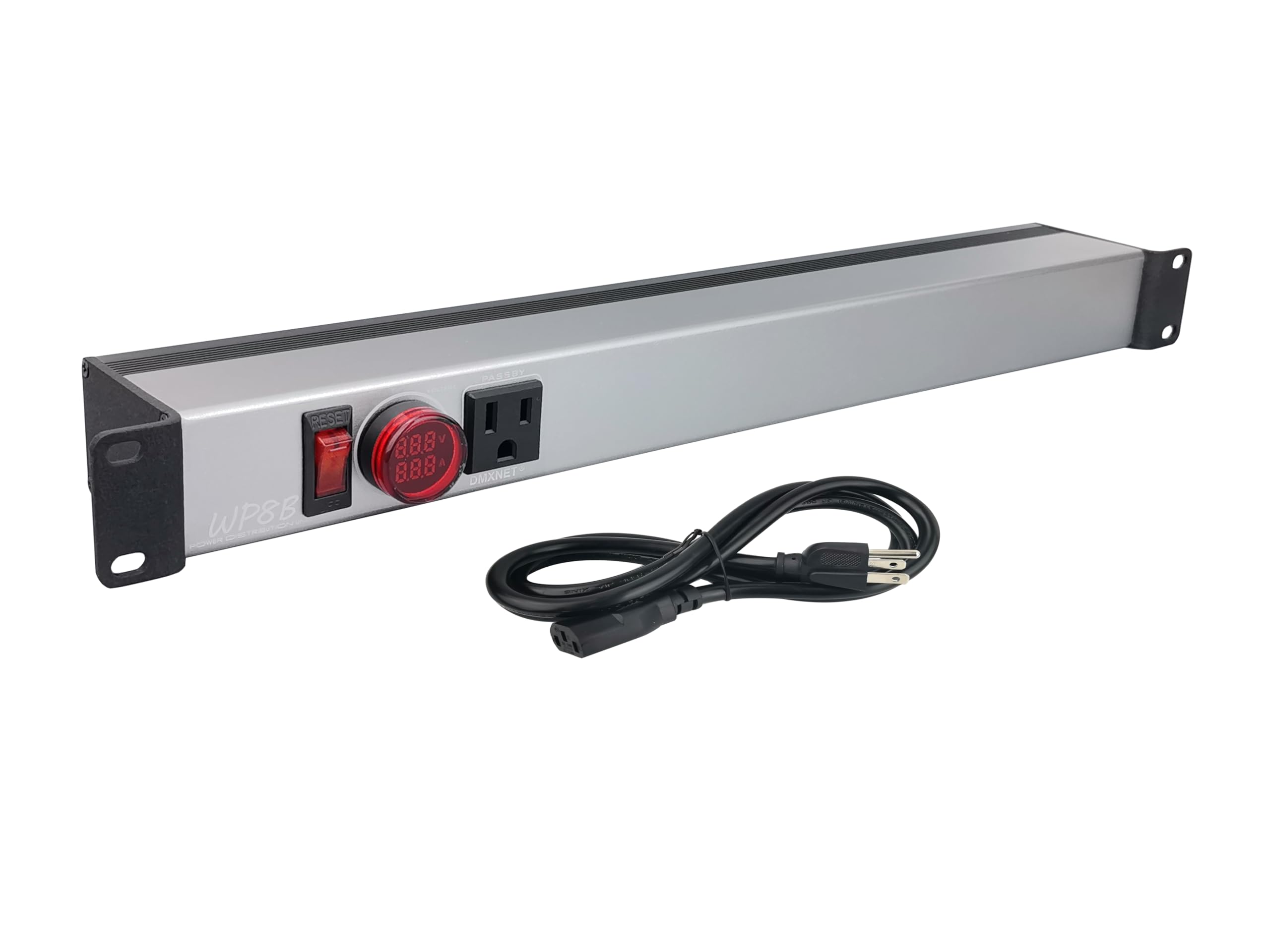 Ciabatta a 8 porte, PDU di montaggio rack 1U, con protezione da sovraccarico, interruttori LED, alloggiamento in alluminio metallico, 9 prese NEMA 5-15R, binario di raccolta in rame