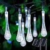 2 Pack Solar Water Drop String Lights,62FT 100 LED Solar Powered String Lights Outdoor Waterproof, 8 Modes Teardrop Lights for Gardens Christmas Tree Patio Yard Party Holiday Decor (100 LED, White)