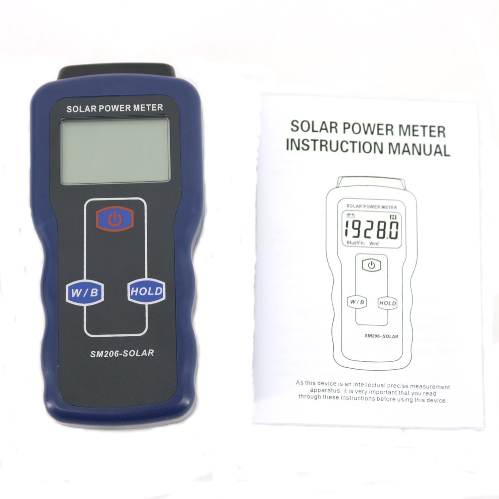 Graigar SM206 Digital Solar Power Meter with LCD Display Glass Light Intensity Solar Radiation Tester