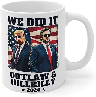 Trump Vance Mug, Outlaw Hillbilly Coffee Mug 2024, 11oz Mug We Did It, Republican Gift Trump Dad Gift