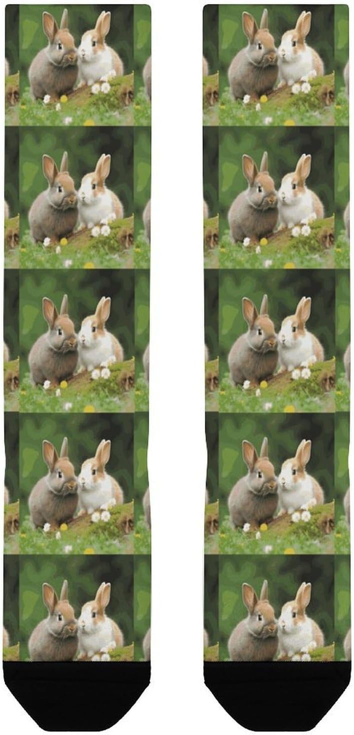 Cute Rabbits Compression Socks for Women Men Comfort Over The Calf Socks Moisture Wicking Breathable Athletic Sock