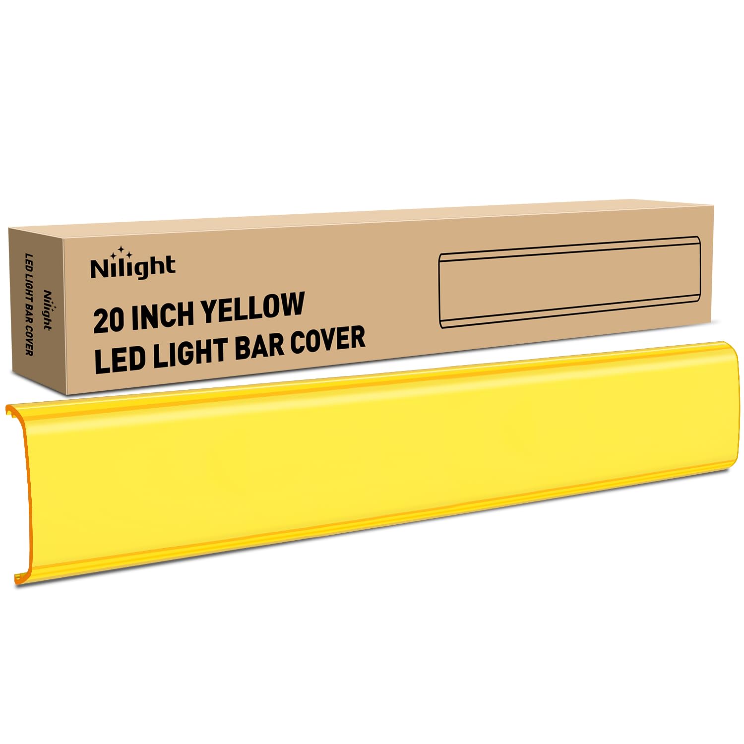 Nilight 20 Inch LED Light Bar Cover Yellow Protective Cover Durable Polycarbonate Lens Waterproof Dustproof Scratch-Proof for Double-Row Lights Off Road Driving Lighting