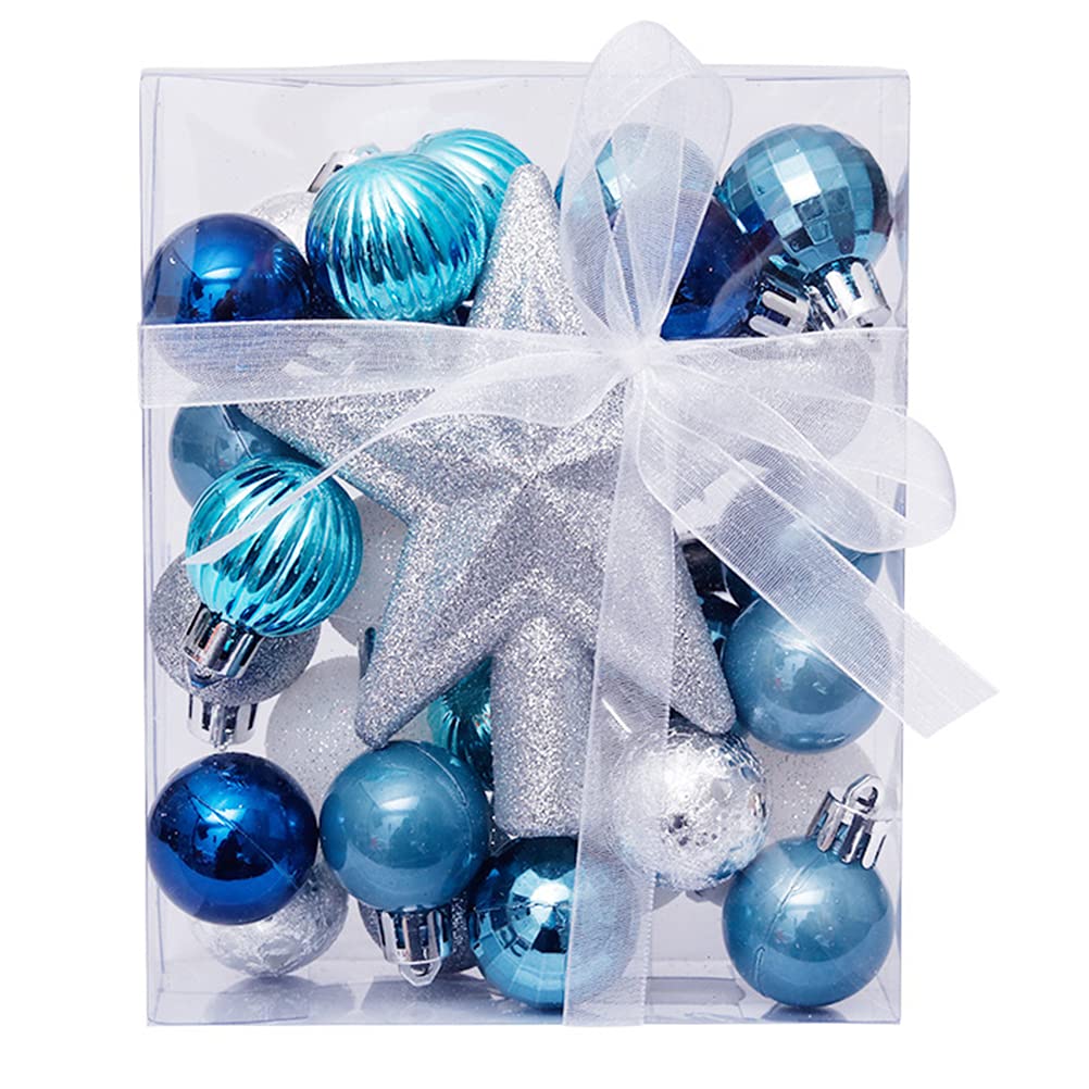 KJHSDNN 30Pcs Small Christmas Balls Ornaments Multistyle Xmas Tree Hanging Ball Classic Collection Baubles Set Shatterproof Christmas Tree Decorations for Holiday Wedding Festive 1.18 Inches Each