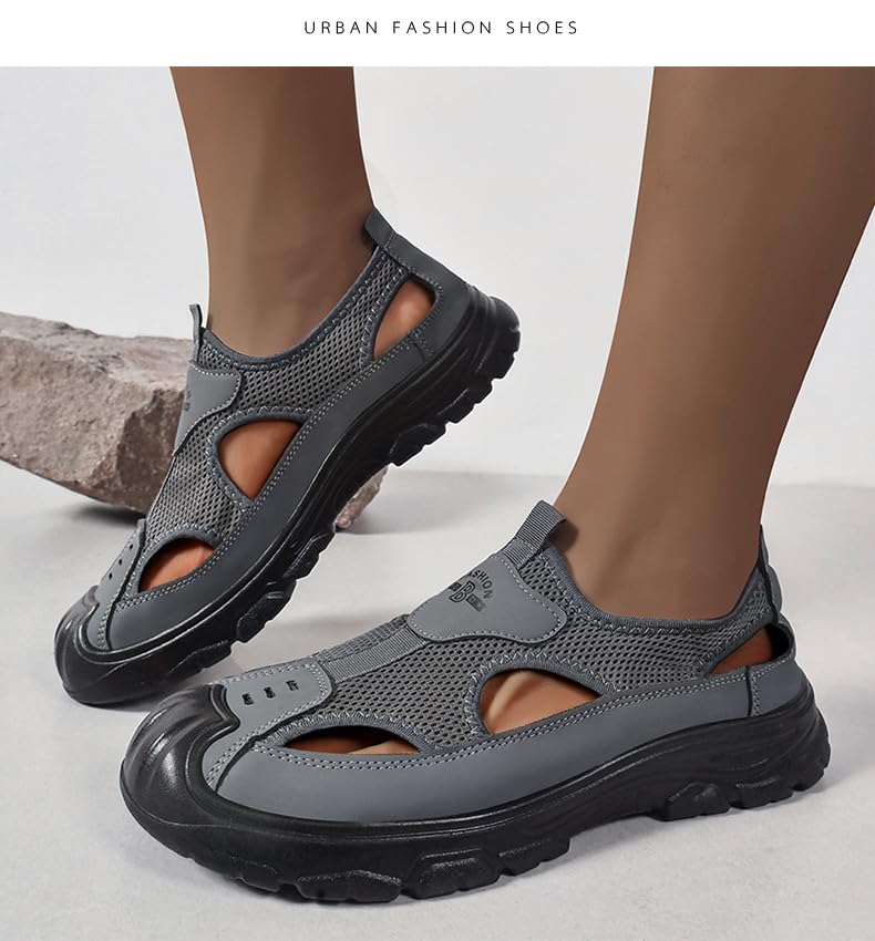 Men's quick-drying sandal for outdoor beach hiking and wading, featuring a breathable mesh design, anti-slip sole, lightweight and comfortable, suitable for all-day outdoor activities.4