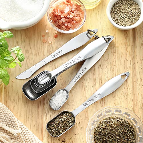 Image of Spring Chef Stainless Steel Measuring Spoons Set of 13 with Leveler, Metal Teaspoon & Tablespoon Measuring Spoons for Cooking & Baking, Fits in Spice Jars, Kitchen Gadgets for Dry & Liquid Ingredients