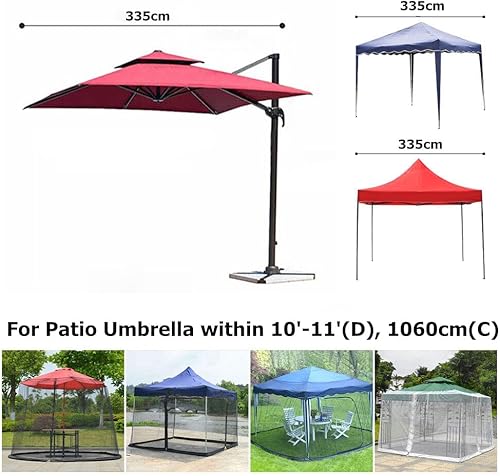 Miniatura 2 de cjc Paraguas de patio M-osquito red con puerta con cremallera, pantalla de malla de poliéster, altura de diámetro ajustable, para patio al aire
