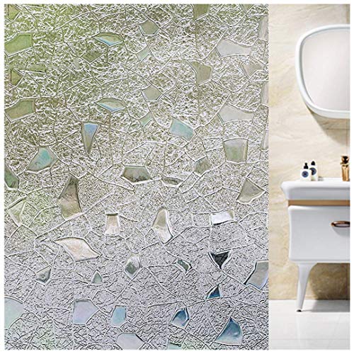 WEN WEN HOME 3D- Window Film Stained Glass Kaleidoscope Pattern Decoration Self Adhesive No Glue for Uv Blocking,17.7in. by 78.7in.(45x200cm)