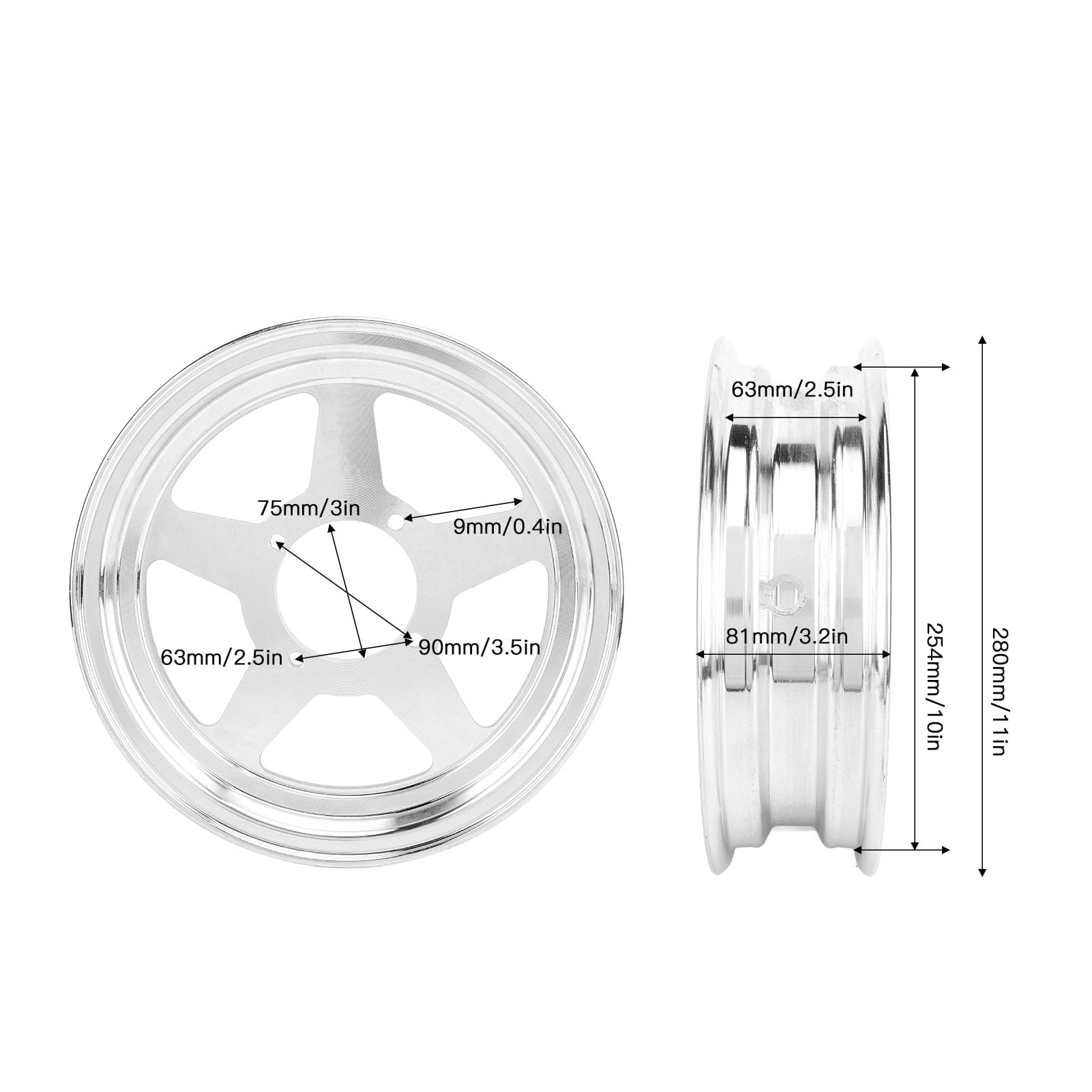 Ruota, Cerchione da 10 Pollici in Lega di Alluminio Leggero Installazione Anteriore Posteriore 2.00-10 2.50- Pneumatico Compatibile con Finitura Lucida per Monkey Z50 Z50J Z50R Mini Trail