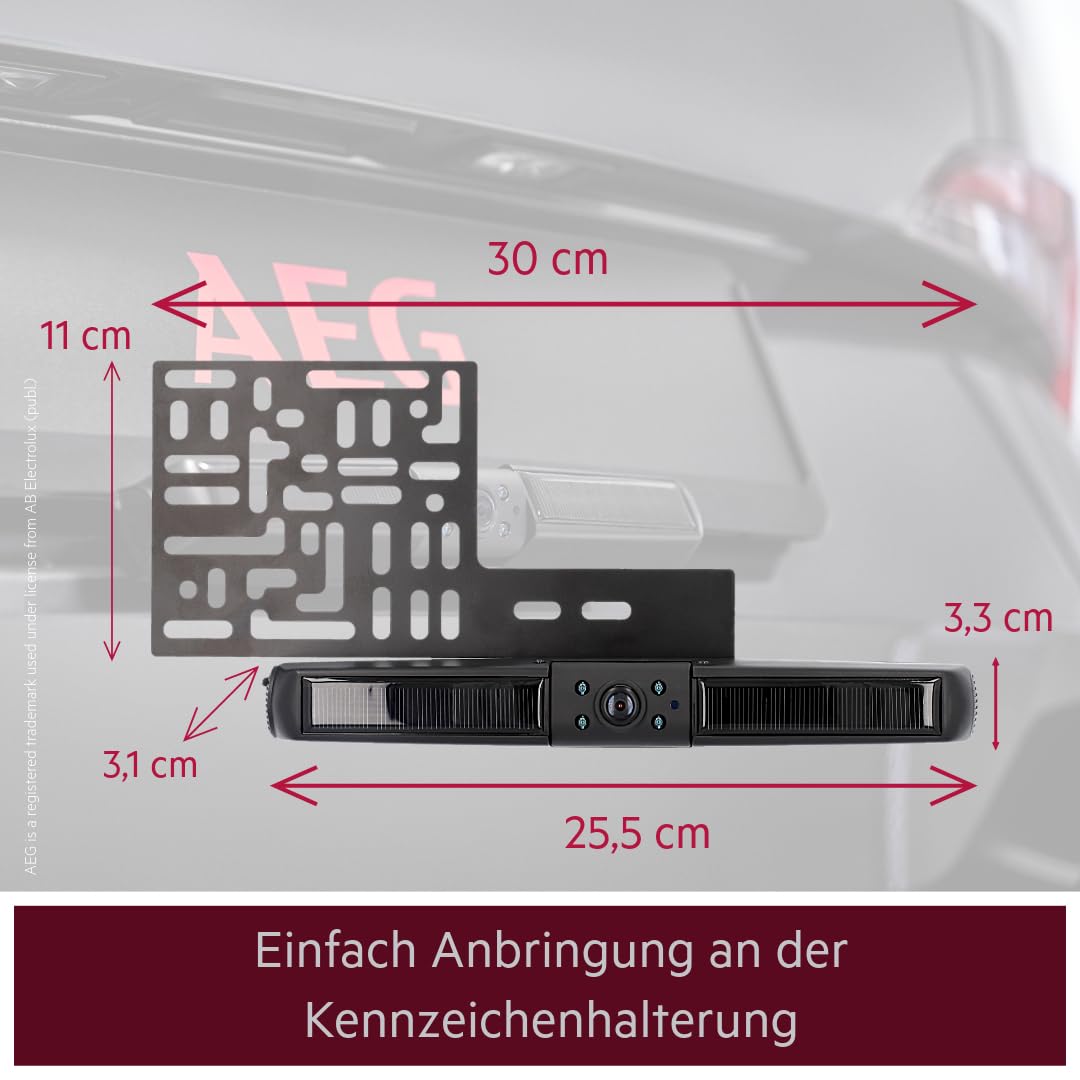 AEG Automotive - Telecamera di retromarcia a energia solare per camper 4.3 wireless digitale con trasmettitore radio LCD doppio schermo LCD impermeabile visione notturna