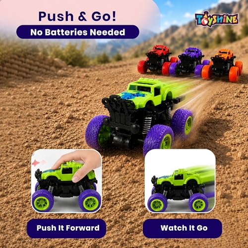 Image of Toyshine Friction Powered Push & Go Mini Rock Crawler 360 Drift Monster Car Truck Toy Return Gift for Kids Boys & Girls 3+, Multicolor