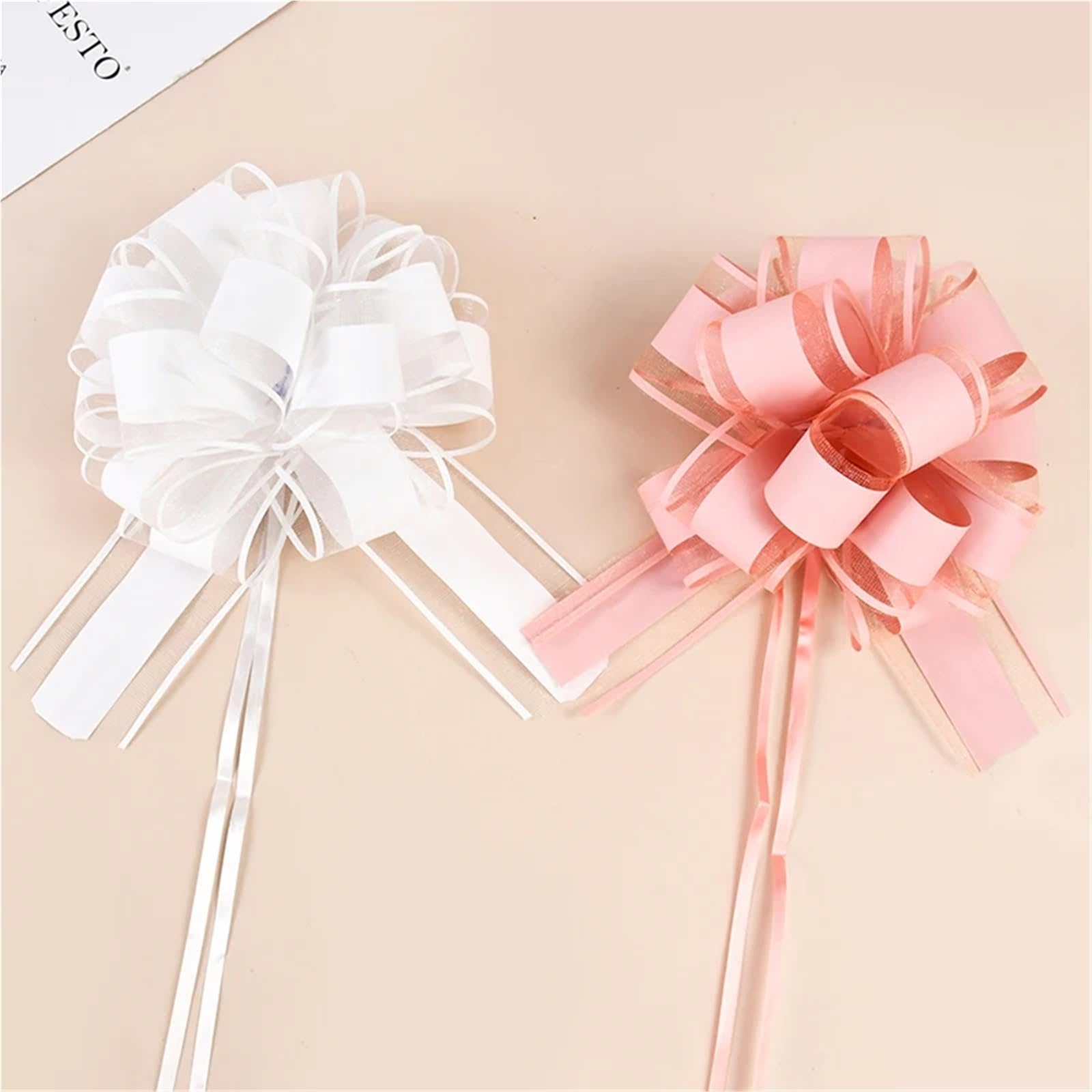 10 Stück weiße Hochzeitsauto-Dekoration | Ribbon Pull Bows Knot Birthday Party Chair Decor Supplies Wrapping DIY CraftsMöbel & Wohnen