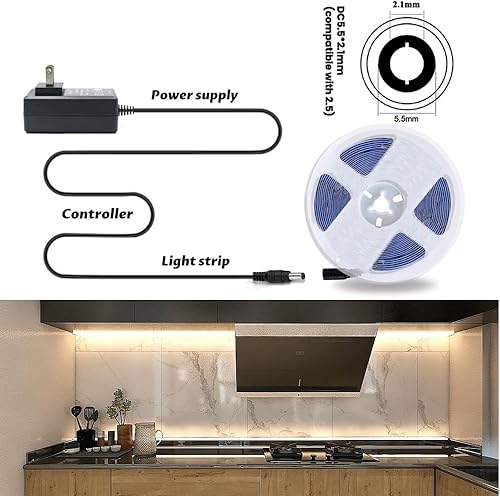 Miniatura 2 de Kit de tiras de luces LED de 12 V y 16.4 pies, color blanco cálido, 3000 K, 600 LED con fuente de alimentación, 2835 SMD para iluminación interior,