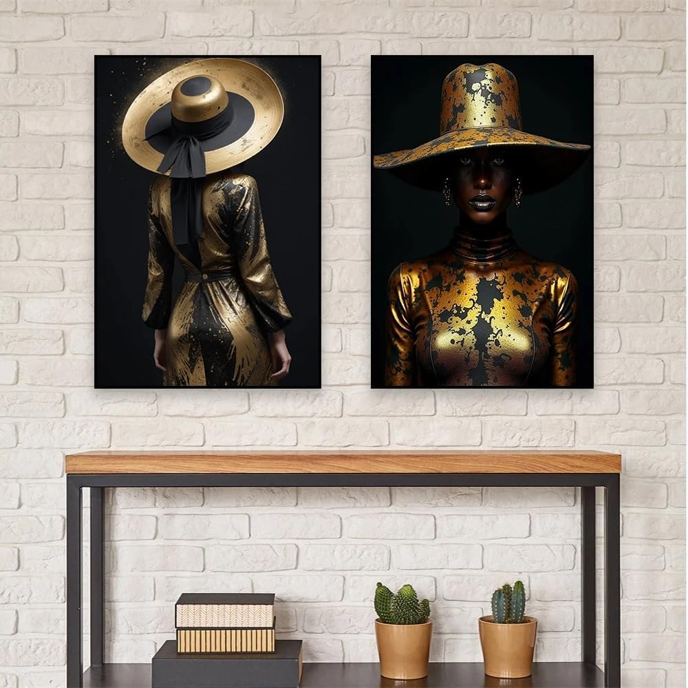 Affiche murale abstraite noire et or 40x60cm pour salon chic - 6