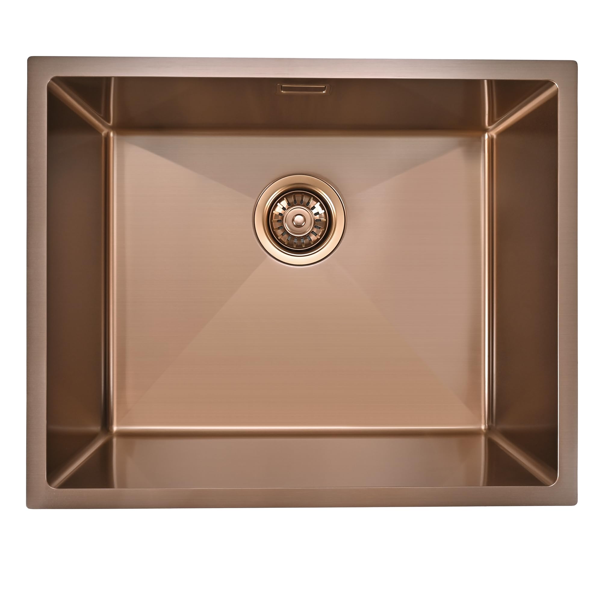 540mm Rose Gold Kitchen Sink - 304 Stainless Steel Single Bowl - 54x44x20.4cm Deep Undermount Sink - Copper Finish Anti-Scratch Nano Surface with Waste Kit & Overflow - Fits 600mm Cabinet