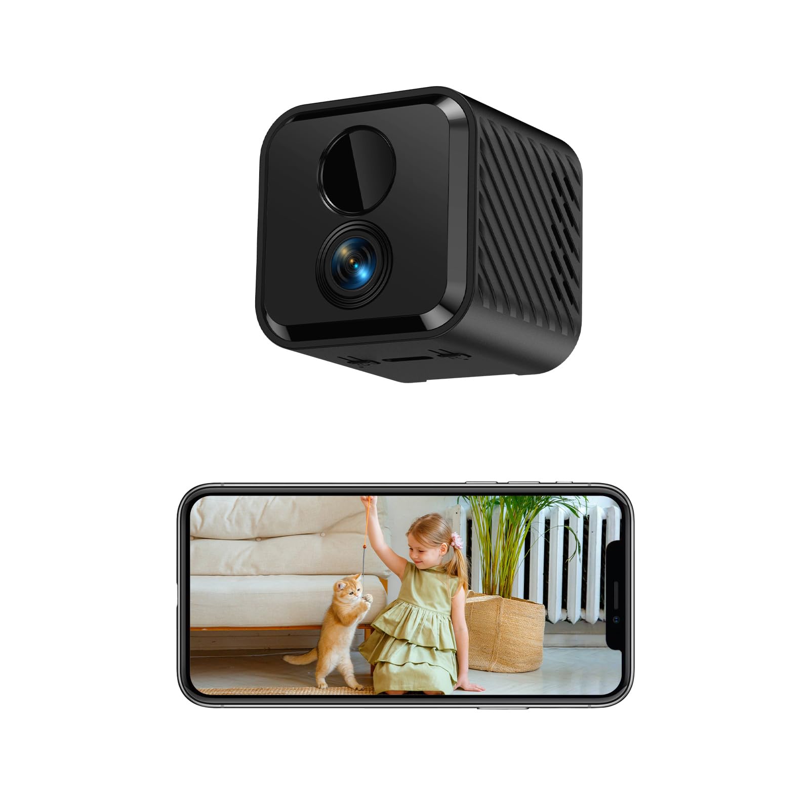 Security Camera Indoor, 4K Hidden Camera with 60-Day Battery, Wireless Spy Camera with App Remote...