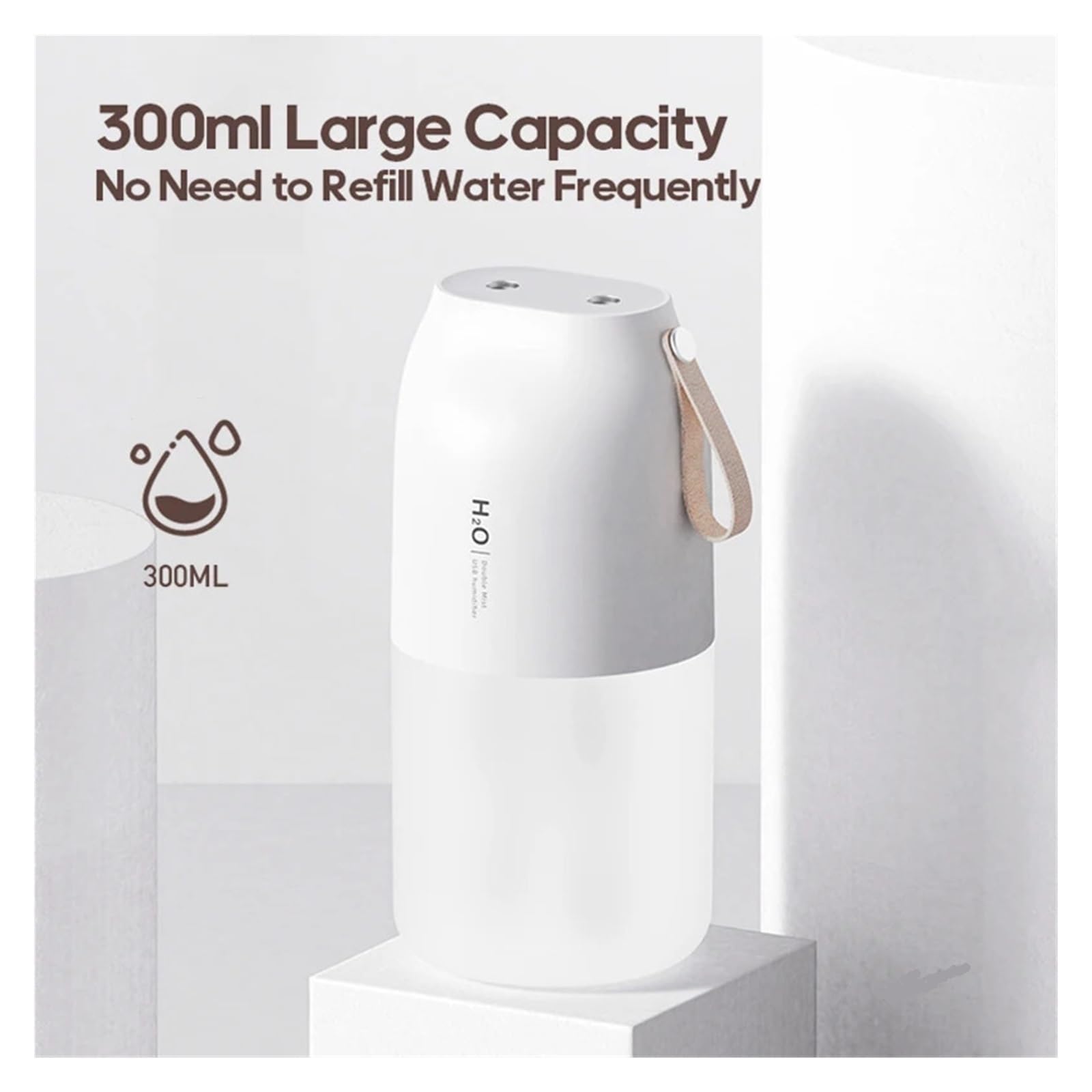 Nawilżacz powietrza do sypialni, Przenośny Nawilżacz Powietrza Z Podwójną Mgiełką 300 Ml Dyfuzor Zimnej Mgiełki 2000 MAh Samochodowy Oczyszczacz Powietrza USB Mini Odświeżacz Powietrza,do domu i rośl