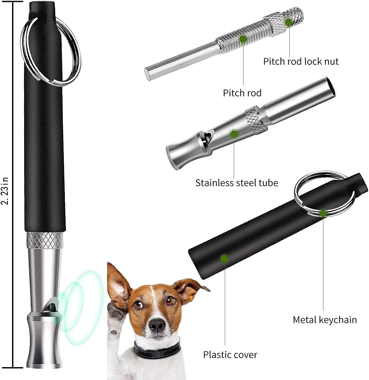 Emily Pets Professional Ultrasonic Dog Whistle to Stop Barking, Adjustable Ultrasonic Silent Dog Whistle Training Control Devices for Dog, Training kit for Puppy or Cat (Pack of 1, Whistle)