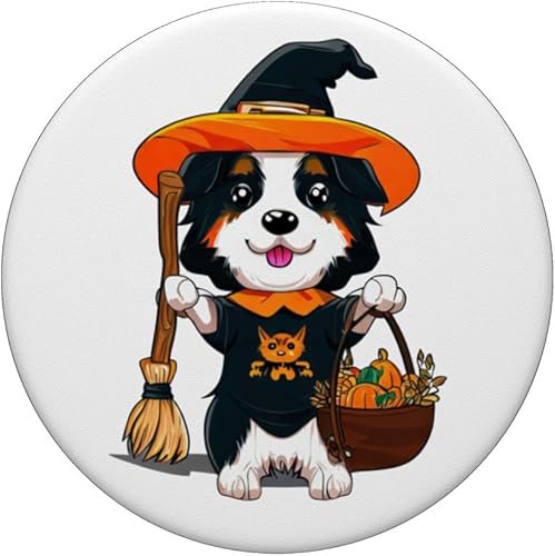 Miniatura 3 de Witch Outfit Border Collie This Halloween PopSockets Standard PopGrip