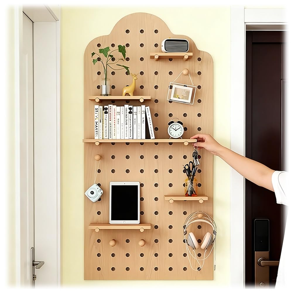 Stecktafel-Regal aus Holz, Wandmontage, mit Holzklammern und Trennwänden, schwebendes Regal und Hängeaufbewahrung für Schlafzimmer, Wohnung, Garage