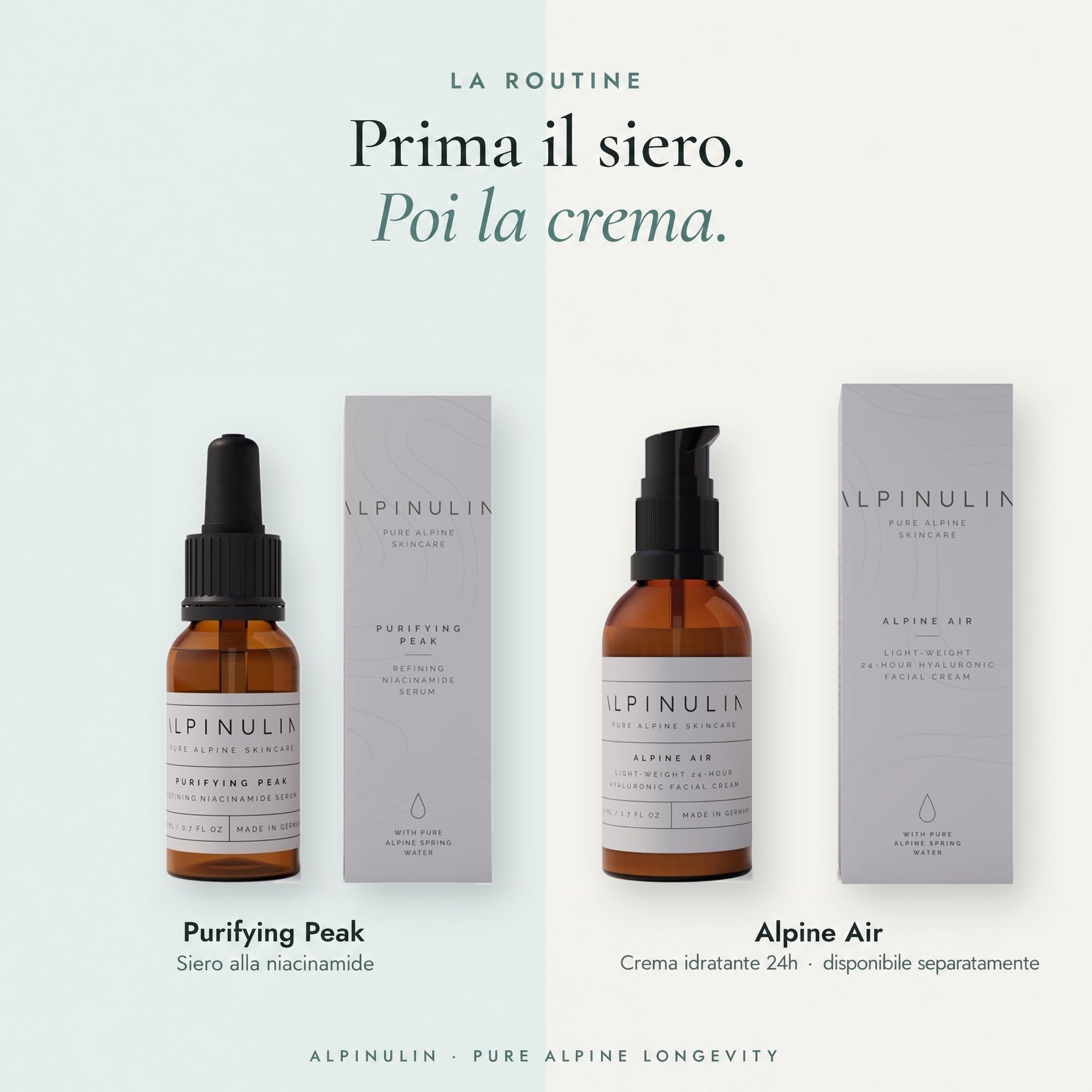 ALPINULIN Purifying Peak Niacinamide siero 20 ml vegano – siero per la cura della pelle impura con niacinamide, acido ialuronico, zinco PCA, estratto di rosa alpina ed estratto di stella alpina