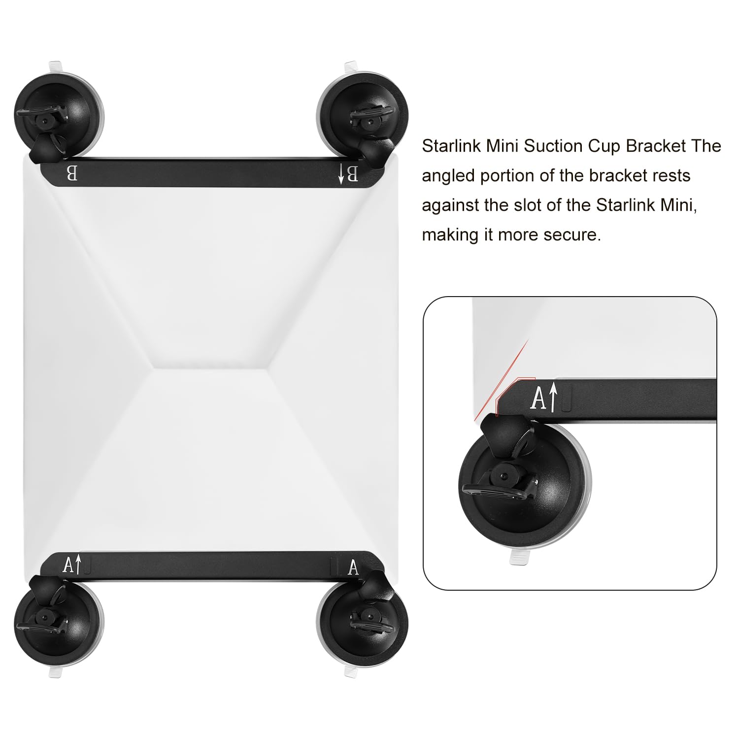 Lyreh Soporte de Ventosa Compatible con Starlink Mini, Soporte para Techo Corredizo para Coche Potente Kit de Montaje con Ventosas para Coche Kit de Montaje para Ventanas y Techos Corredizos