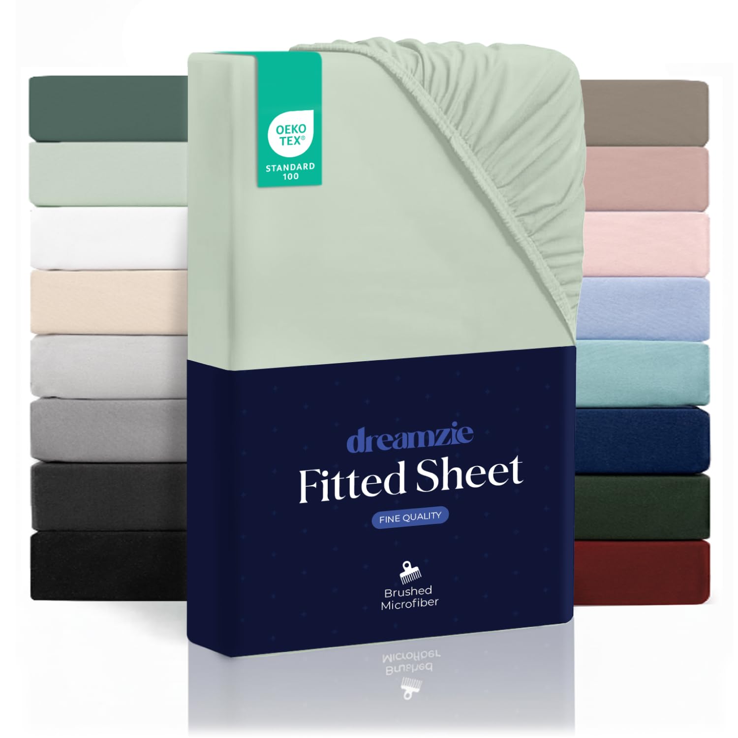 Dreamzie Fitted Sheet 200 x 200 cm - 100% Microfraser - Fitted Sheet for Thick Mattresses up to 33 cm - Light Green - Tested for Harmful Substances (Oeko Tex), Bed Sheet with Elastic Band โ image 1